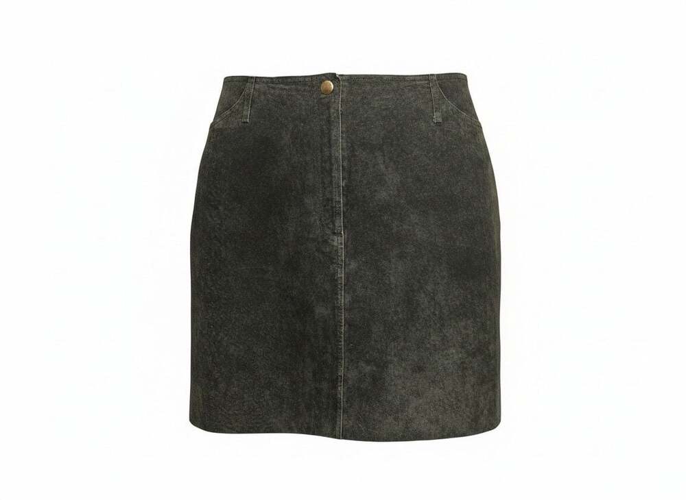 Hugo Buscati‎ Collection Women's Hunter Green 100% Leather Mini Skirt